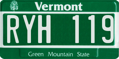 VT license plate RYH119