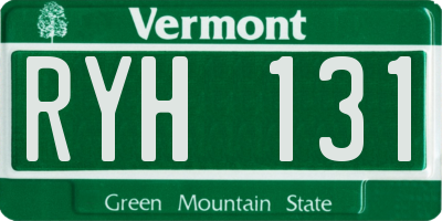 VT license plate RYH131