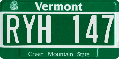 VT license plate RYH147