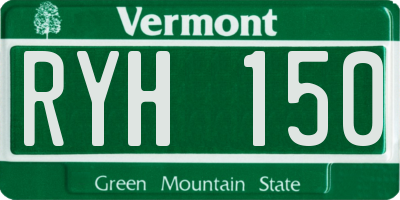 VT license plate RYH150