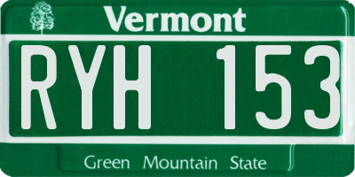 VT license plate RYH153