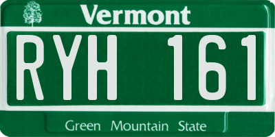 VT license plate RYH161