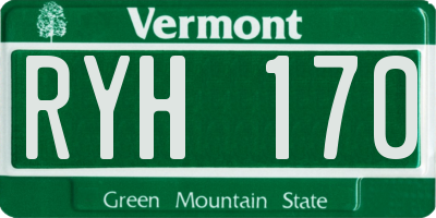 VT license plate RYH170