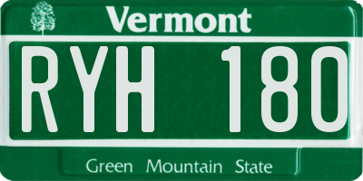 VT license plate RYH180
