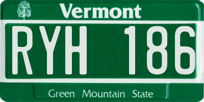 VT license plate RYH186