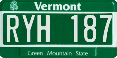 VT license plate RYH187