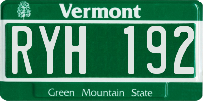 VT license plate RYH192
