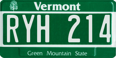 VT license plate RYH214