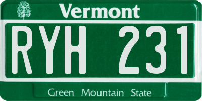 VT license plate RYH231