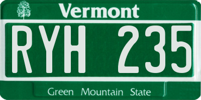 VT license plate RYH235