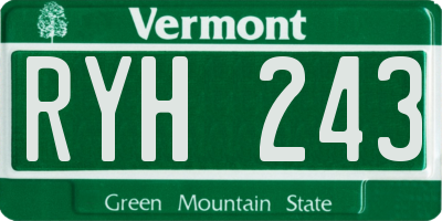 VT license plate RYH243