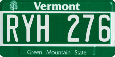 VT license plate RYH276