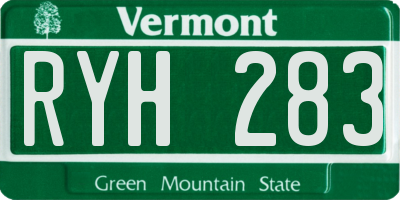 VT license plate RYH283