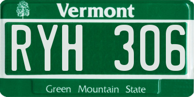 VT license plate RYH306