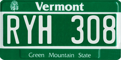 VT license plate RYH308