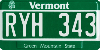 VT license plate RYH343