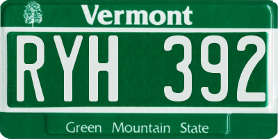 VT license plate RYH392