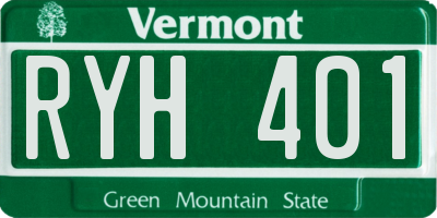 VT license plate RYH401