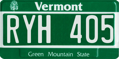 VT license plate RYH405