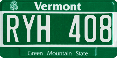 VT license plate RYH408