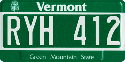 VT license plate RYH412