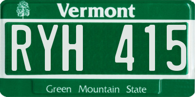 VT license plate RYH415