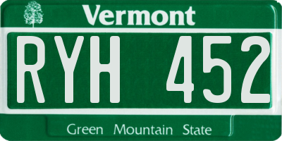 VT license plate RYH452