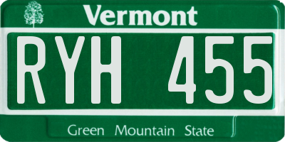 VT license plate RYH455