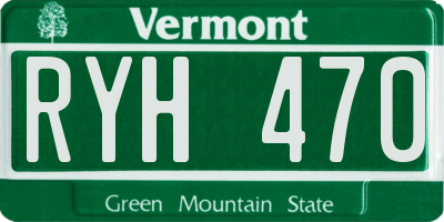 VT license plate RYH470