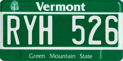 VT license plate RYH526