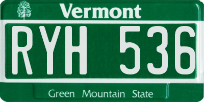 VT license plate RYH536