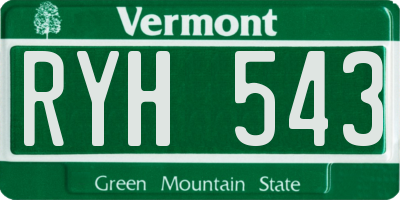 VT license plate RYH543