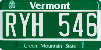 VT license plate RYH546