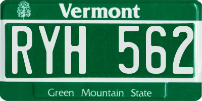 VT license plate RYH562