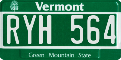 VT license plate RYH564
