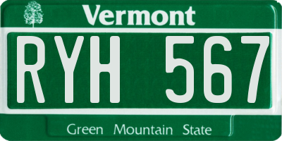 VT license plate RYH567
