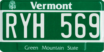 VT license plate RYH569