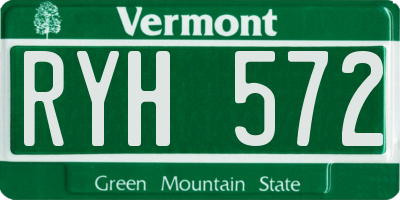 VT license plate RYH572