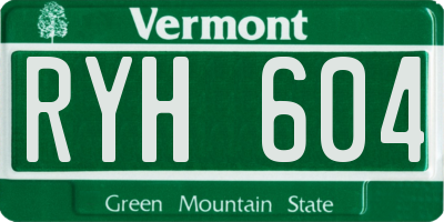 VT license plate RYH604