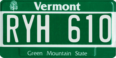 VT license plate RYH610
