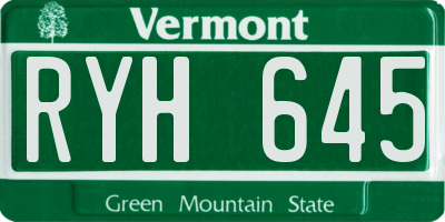 VT license plate RYH645
