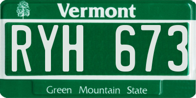 VT license plate RYH673