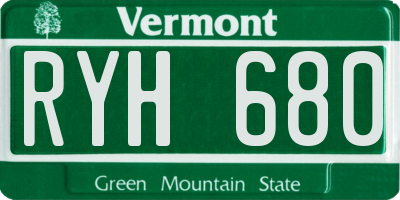 VT license plate RYH680