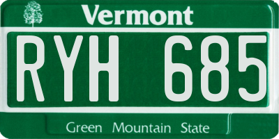 VT license plate RYH685