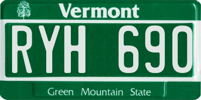 VT license plate RYH690
