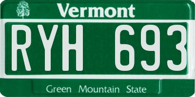 VT license plate RYH693