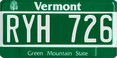 VT license plate RYH726