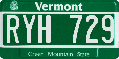 VT license plate RYH729