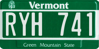 VT license plate RYH741