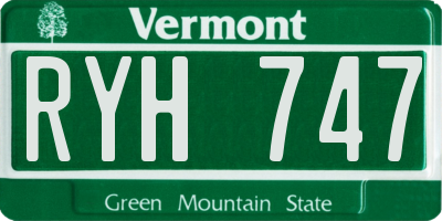 VT license plate RYH747
